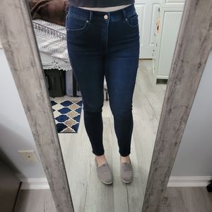 Skinny high rise dark wash jeans